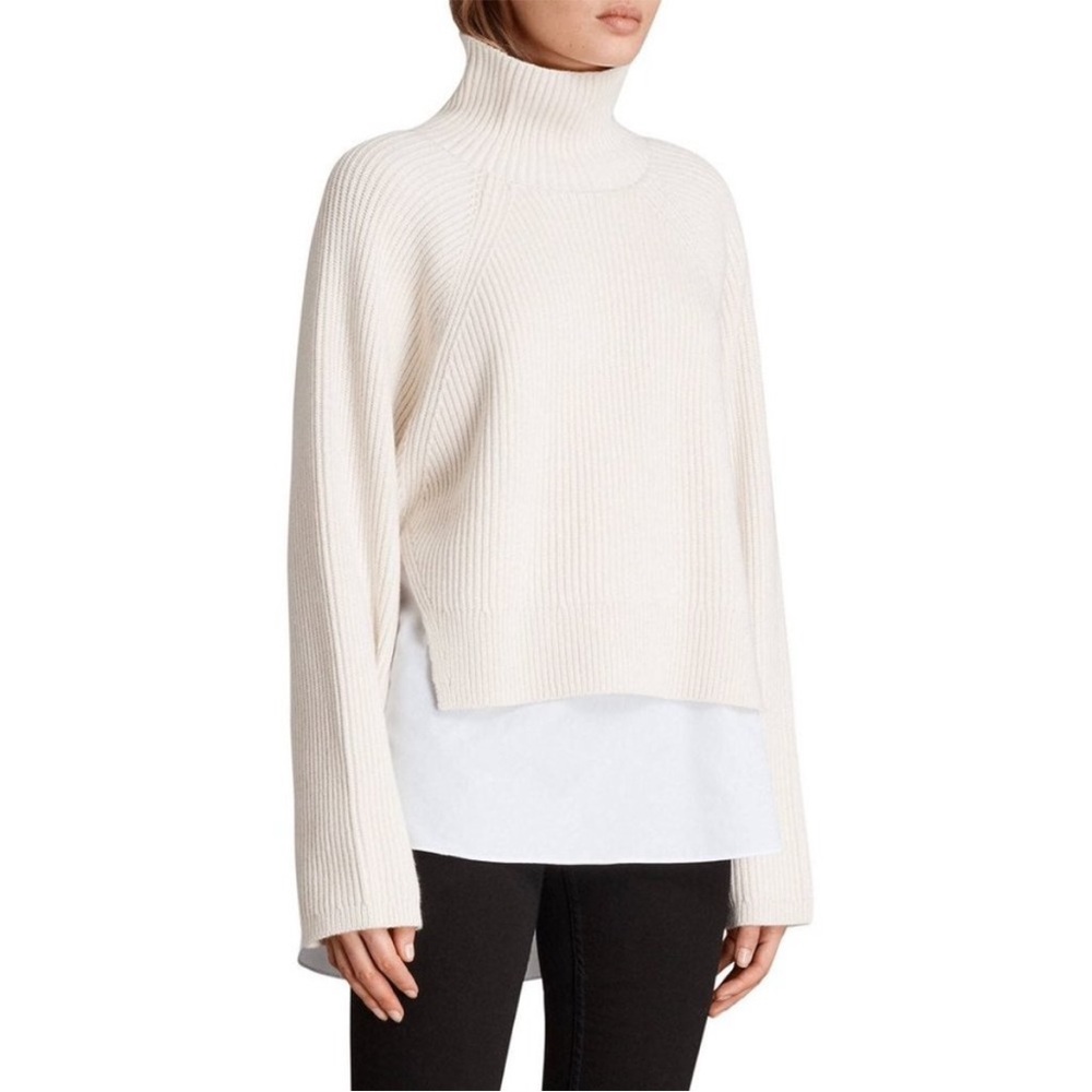 All Saints Cream Jones Jumper Turtleneck Sweater